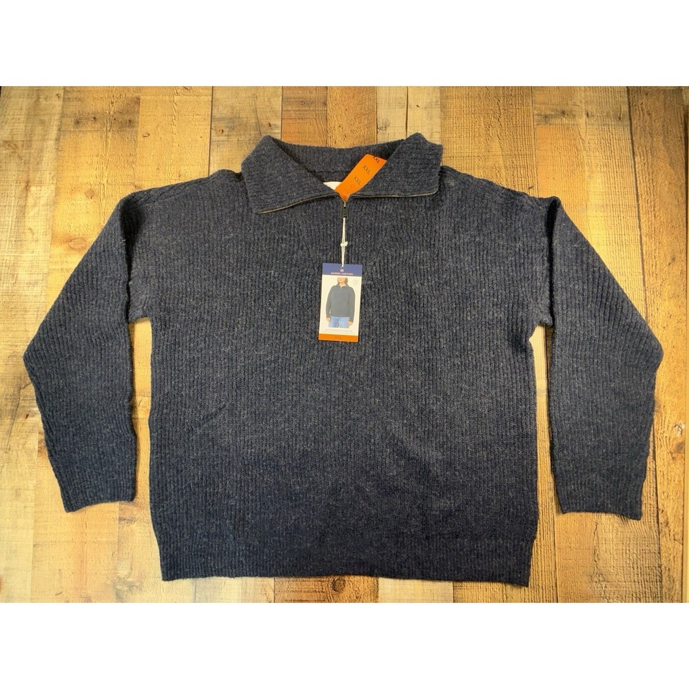 Modern Ambition Womens XXL Navy Blue Knit Quarter Zip Merino Wool Blend Sweater
